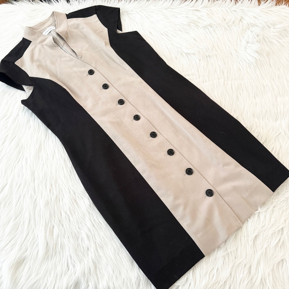 Calvin Klein Cream Black Career Dress Sz 12